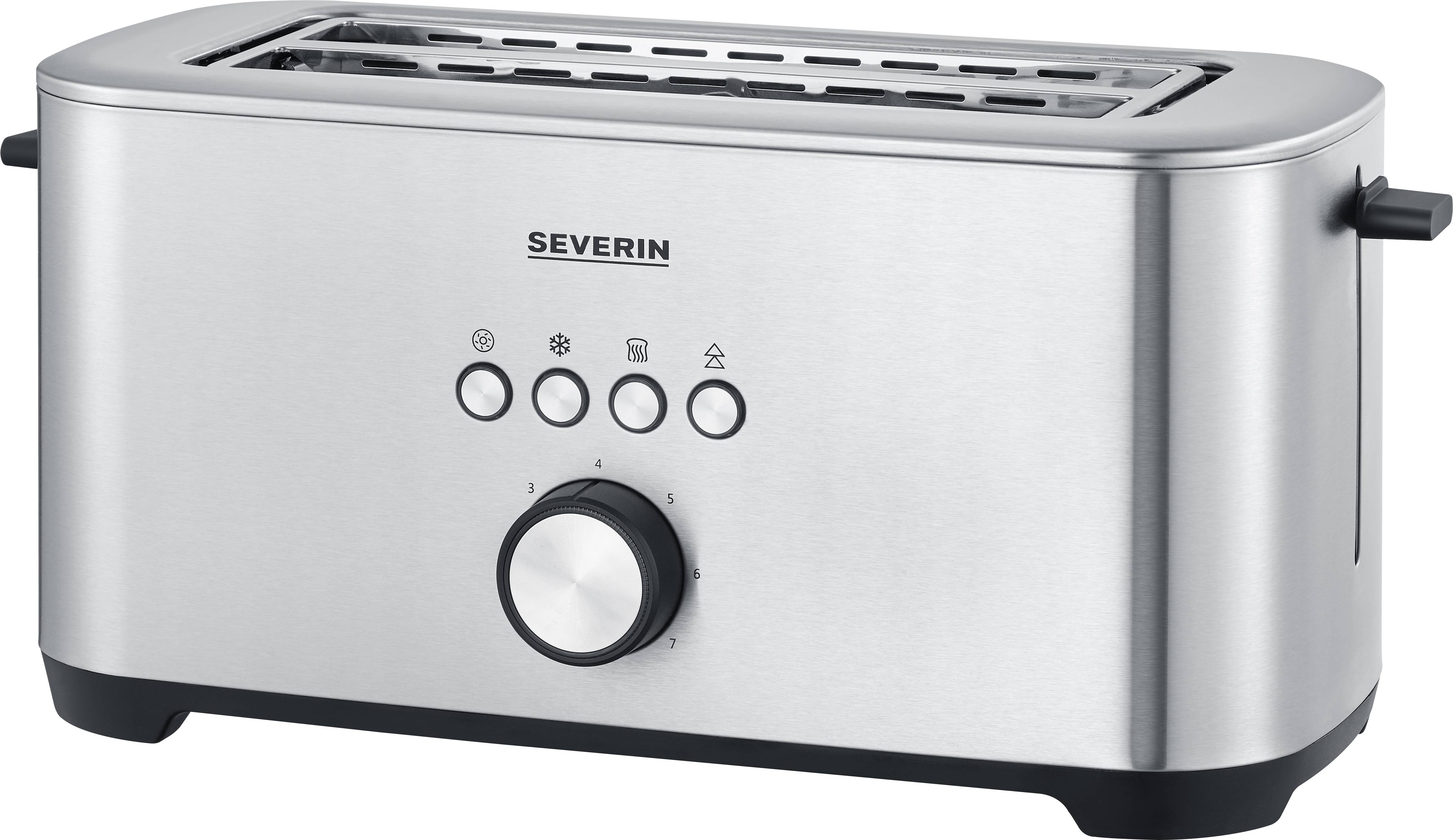 Severin AT 2512 Langschlitztoaster mit BagelFunktion, mit eingebautem Brötchenaufsatz Edelstahl