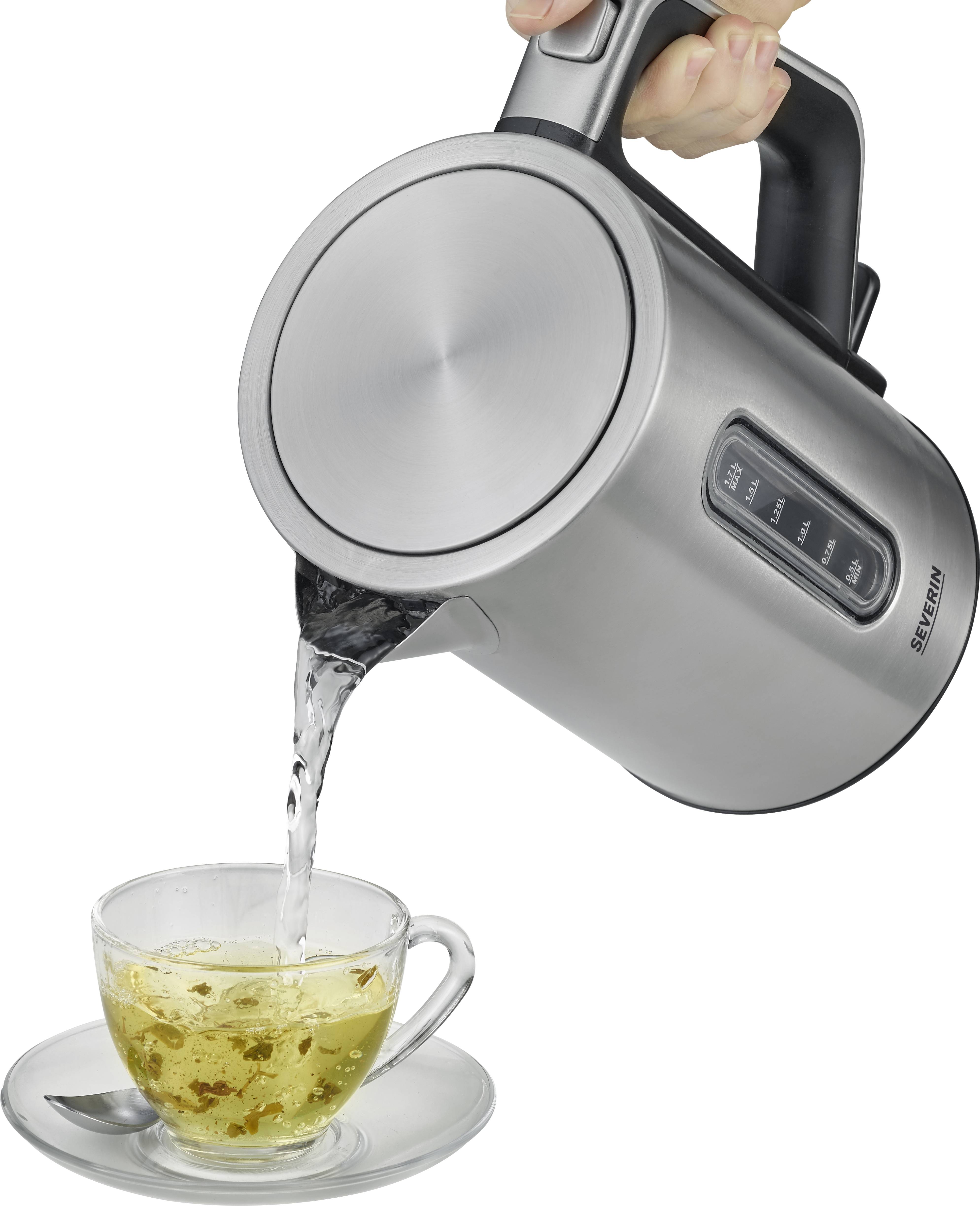 Severin 3416 Wasserkocher schnurlos, Überhitzungsschutz Edelstahl (gebürstet)