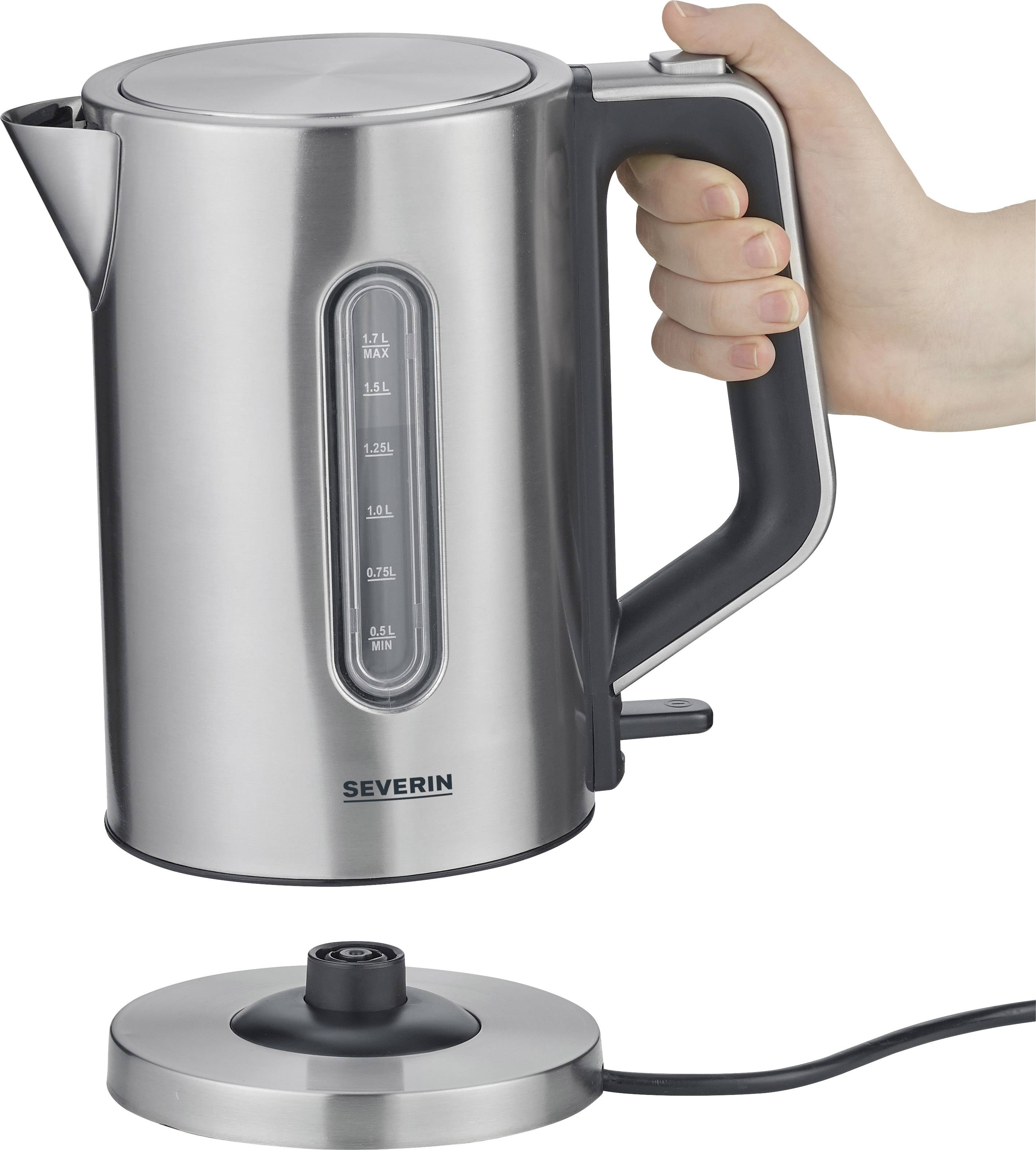Severin 3416 Wasserkocher schnurlos, Überhitzungsschutz Edelstahl (gebürstet)