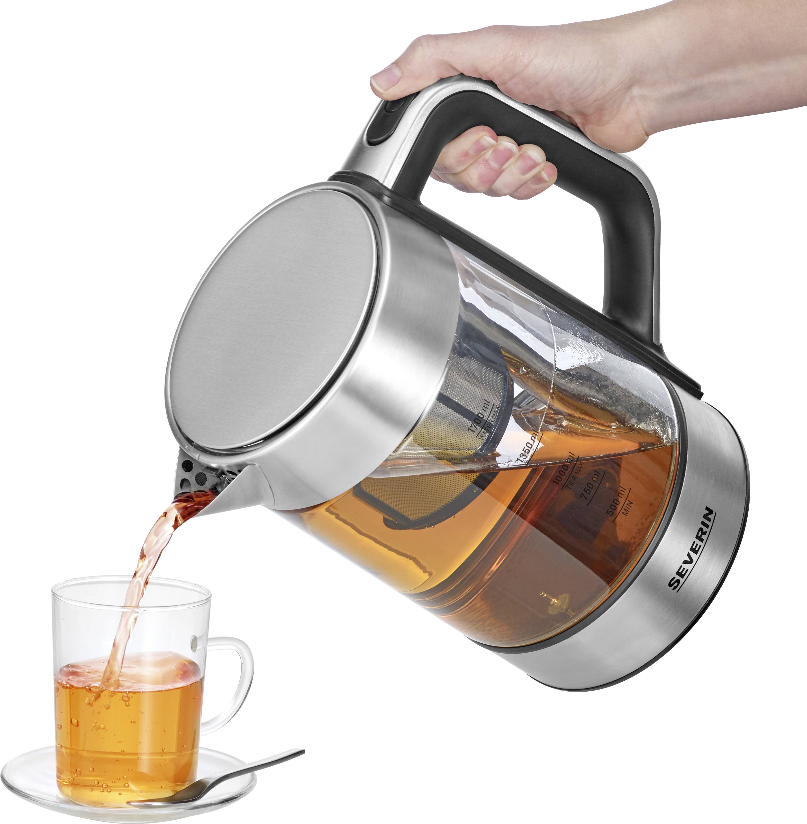 Severin 3422 Wasserkocher schnurlos, Überhitzungsschutz Edelstahl (gebürstet) Fassungsvermögen: 1.7l