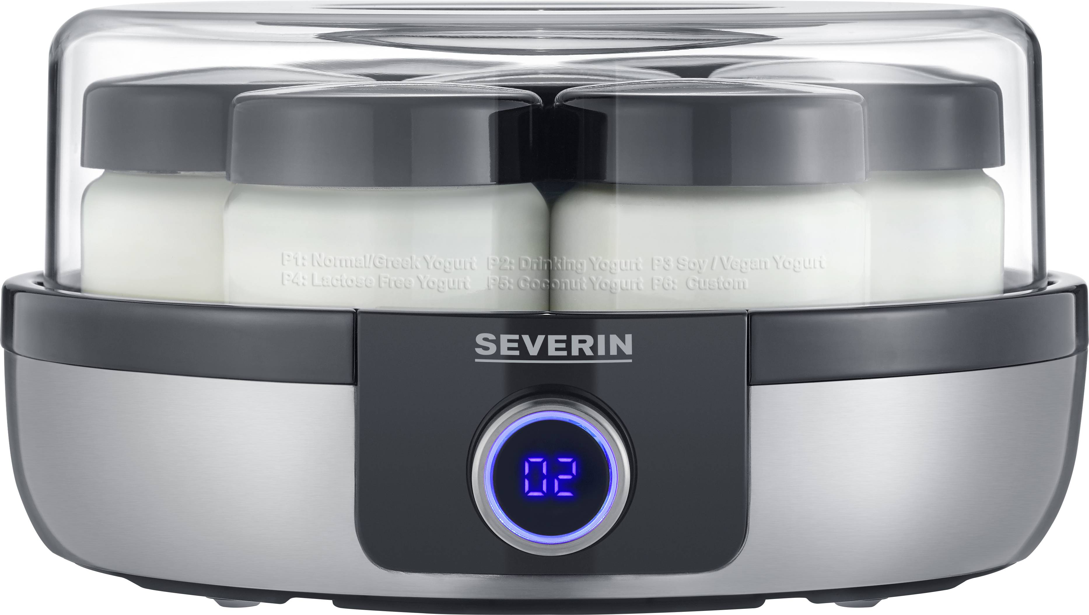 Severin 3521 Joghurtbereiter Edelstahl (gebürstet), Schwarz