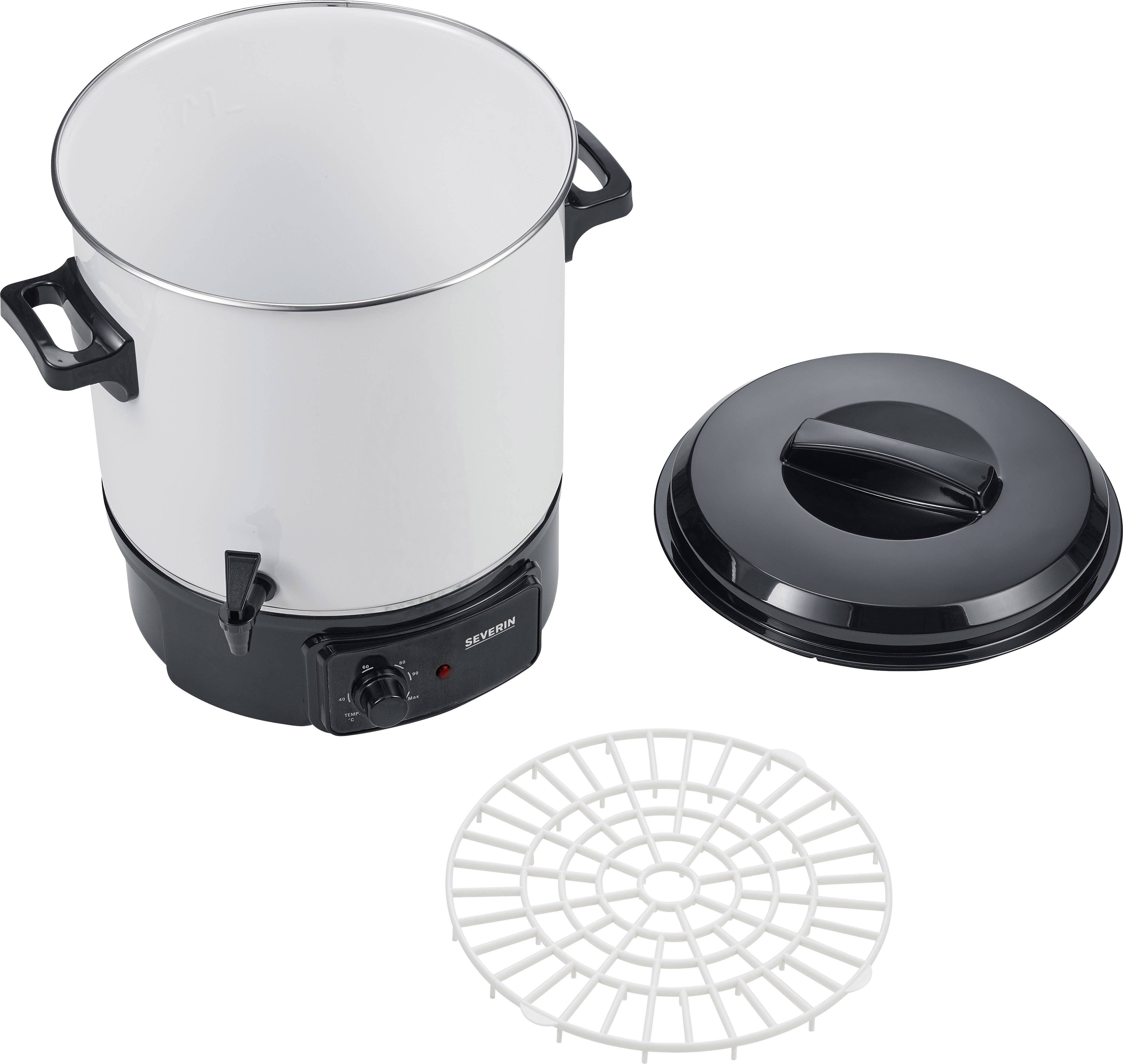 Severin 3654 Einkoch-/Heißgetränkeautomat stufenloser Temperaturregler, Kontrollleuchte Stahl, Weiß/Schwarz