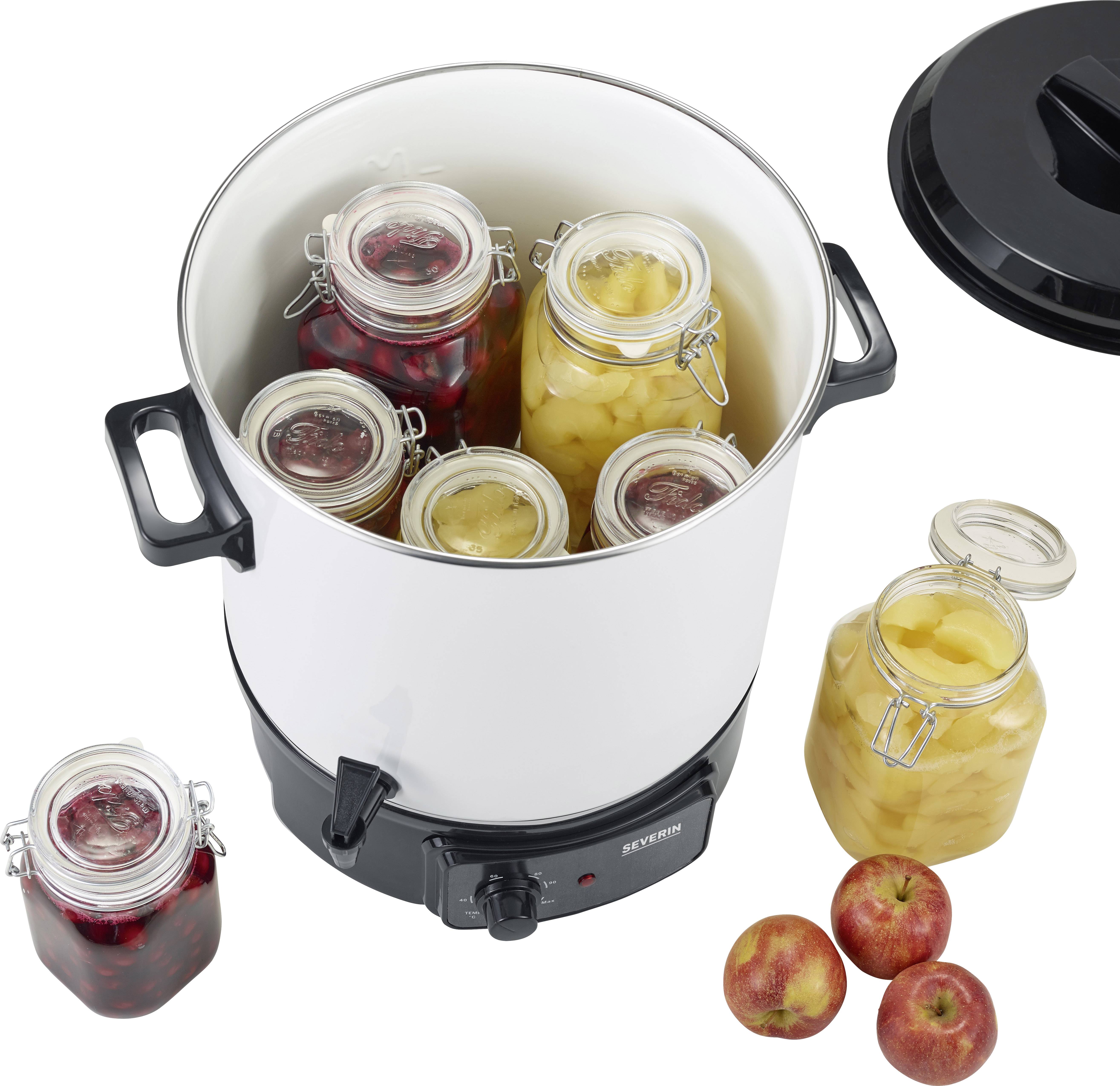 Severin 3654 Einkoch-/Heißgetränkeautomat stufenloser Temperaturregler, Kontrollleuchte Stahl, Weiß/Schwarz