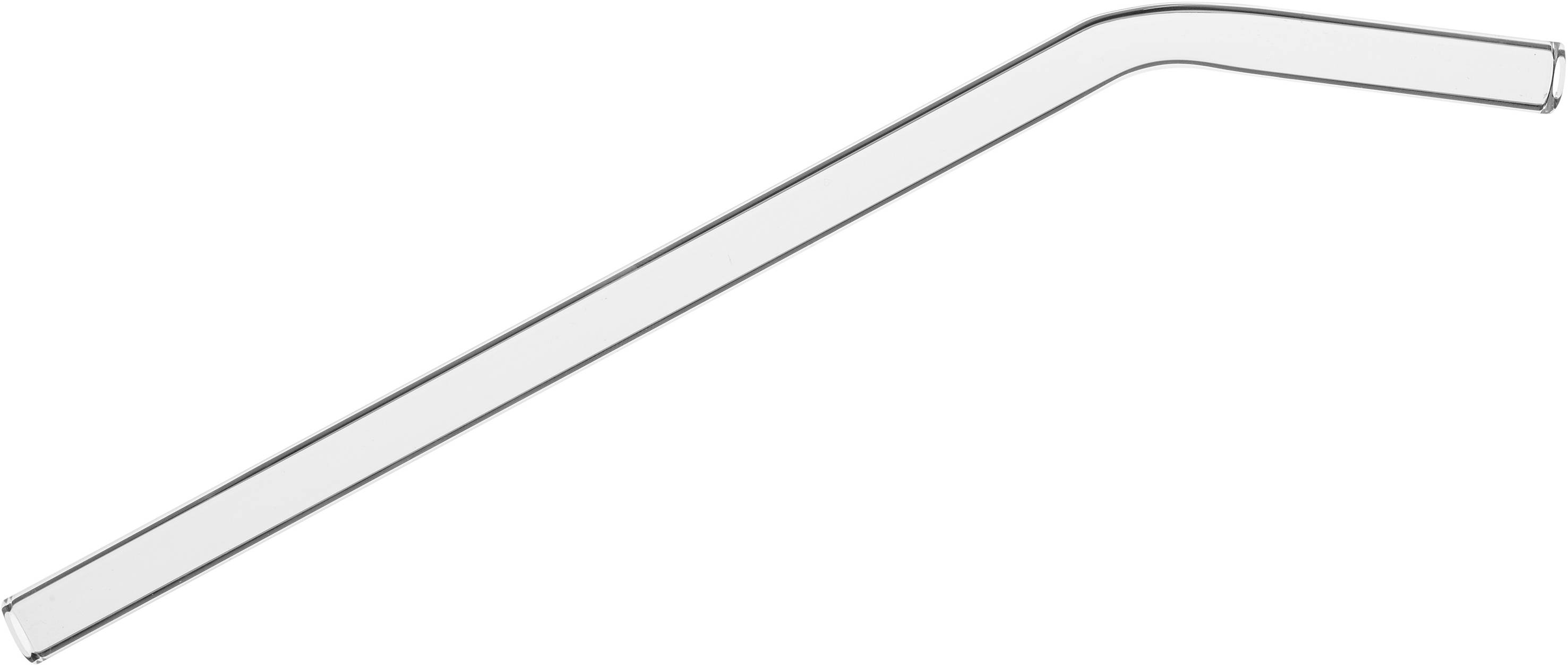 Kunststoffstrohhalm, gebogen, transparent, auf weißem Hintergrund.