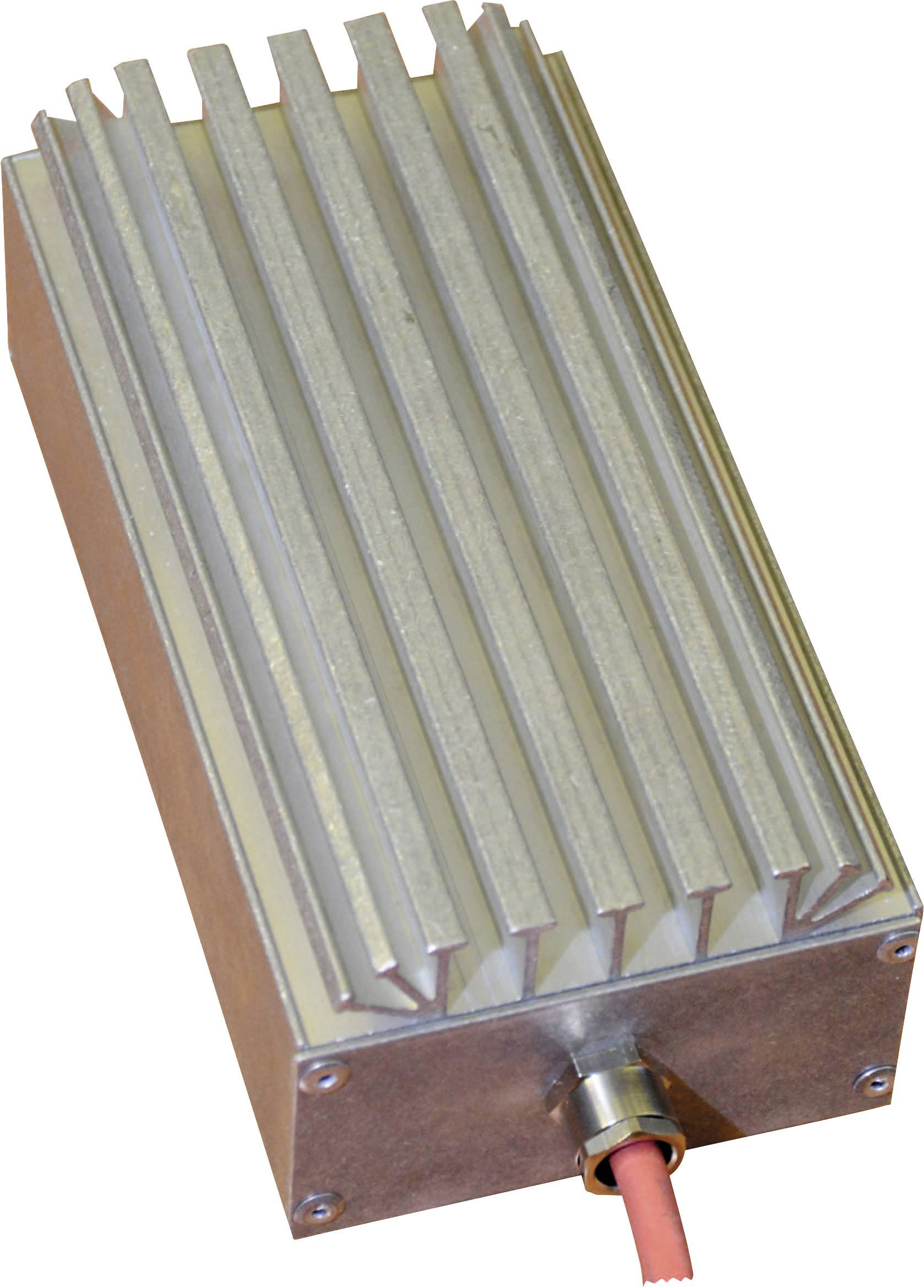 Metallblock mit Kühlrippen und einem angeschlossenen Kabel, vermutlich ein elektronisches Bauteil oder Kühlkörper.