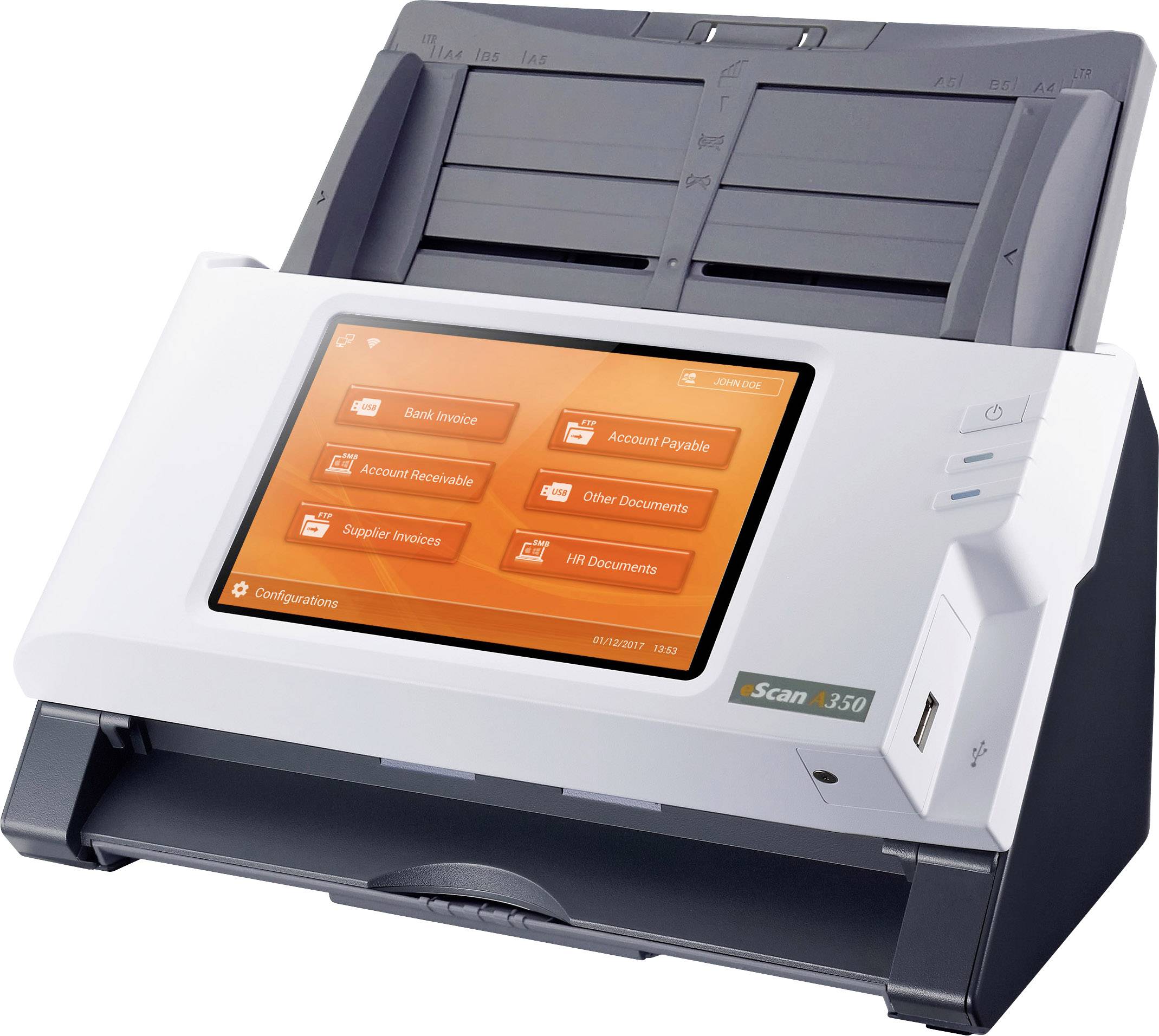 Plustek eScan A350 Enterprise Duplex-Dokumentenscanner 216 x 5080mm 600 x 600 dpi 25 Seiten/min RJ45, USB-A (USB 2.0), WLAN