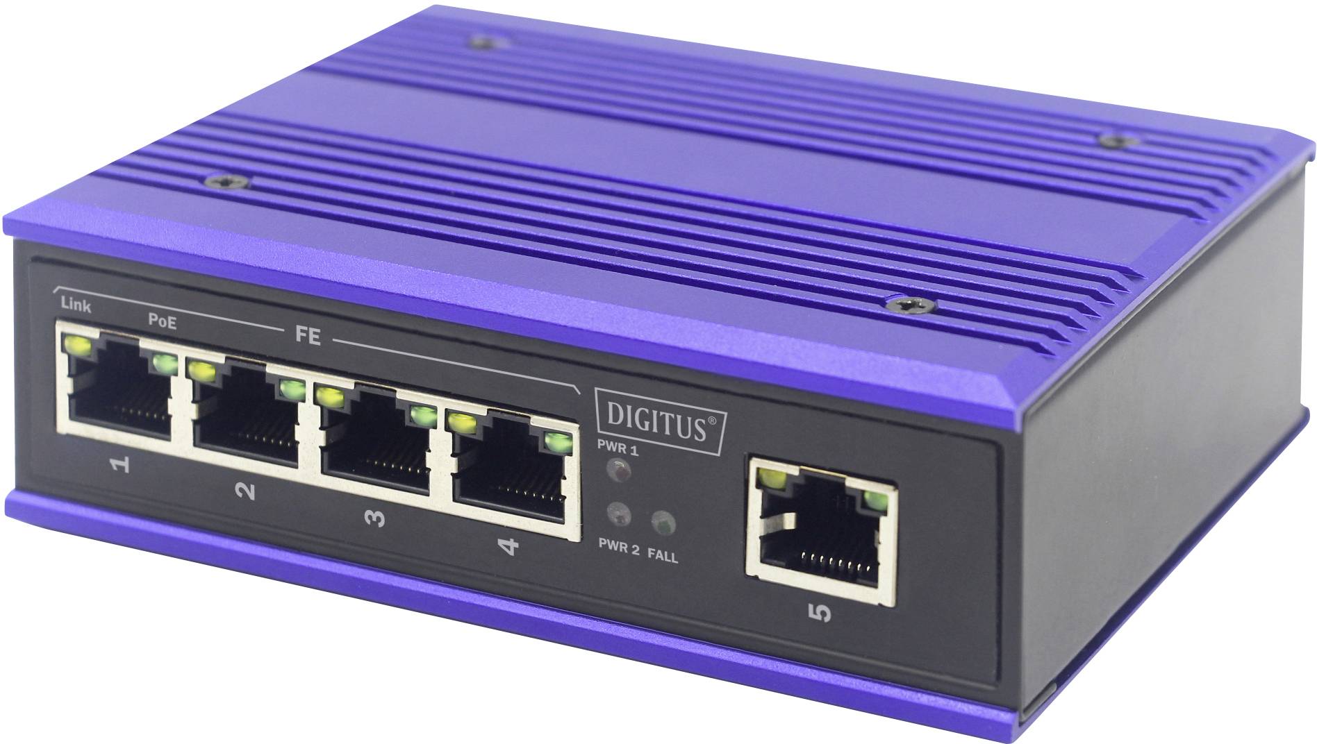 Digitus DN-650107 Industrial Ethernet Switch 10 / 100 MBit/s IEEE 802.3af (12.95 W), IEEE 802.3at (25.5 W)