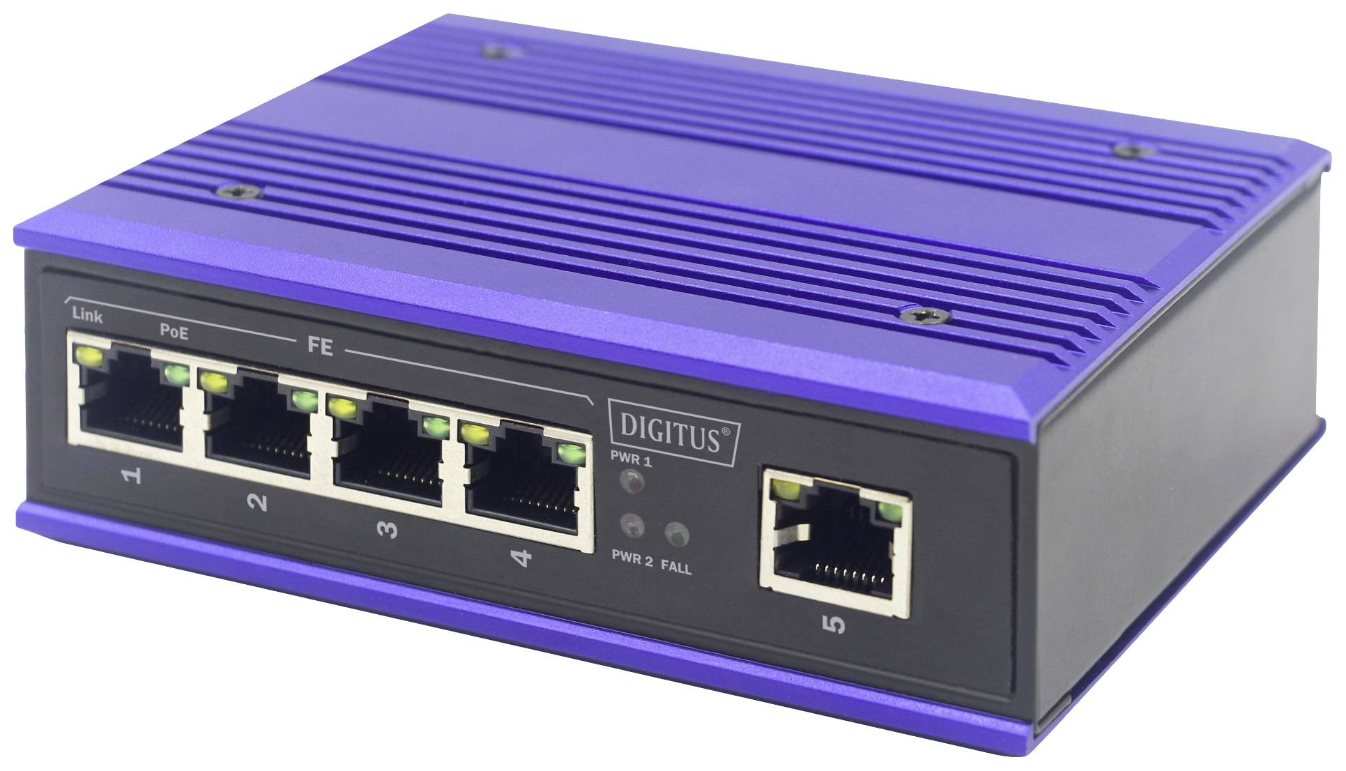Digitus DN-650107 Industrial Ethernet Switch 10 / 100 MBit/s IEEE 802.3af (12.95 W), IEEE 802.3at (25.5 W)