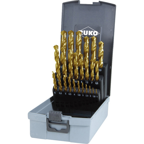 RUKO 250215TRO HSS-G Spiralbohrer-Set 25teilig 1 mm, 1.5 mm, 2 mm, 2.5 mm, 3 mm, 3.5 mm, 4 mm, 4.5 mm, 5 mm, 5.5 mm, 6 mm, 6.5 mm