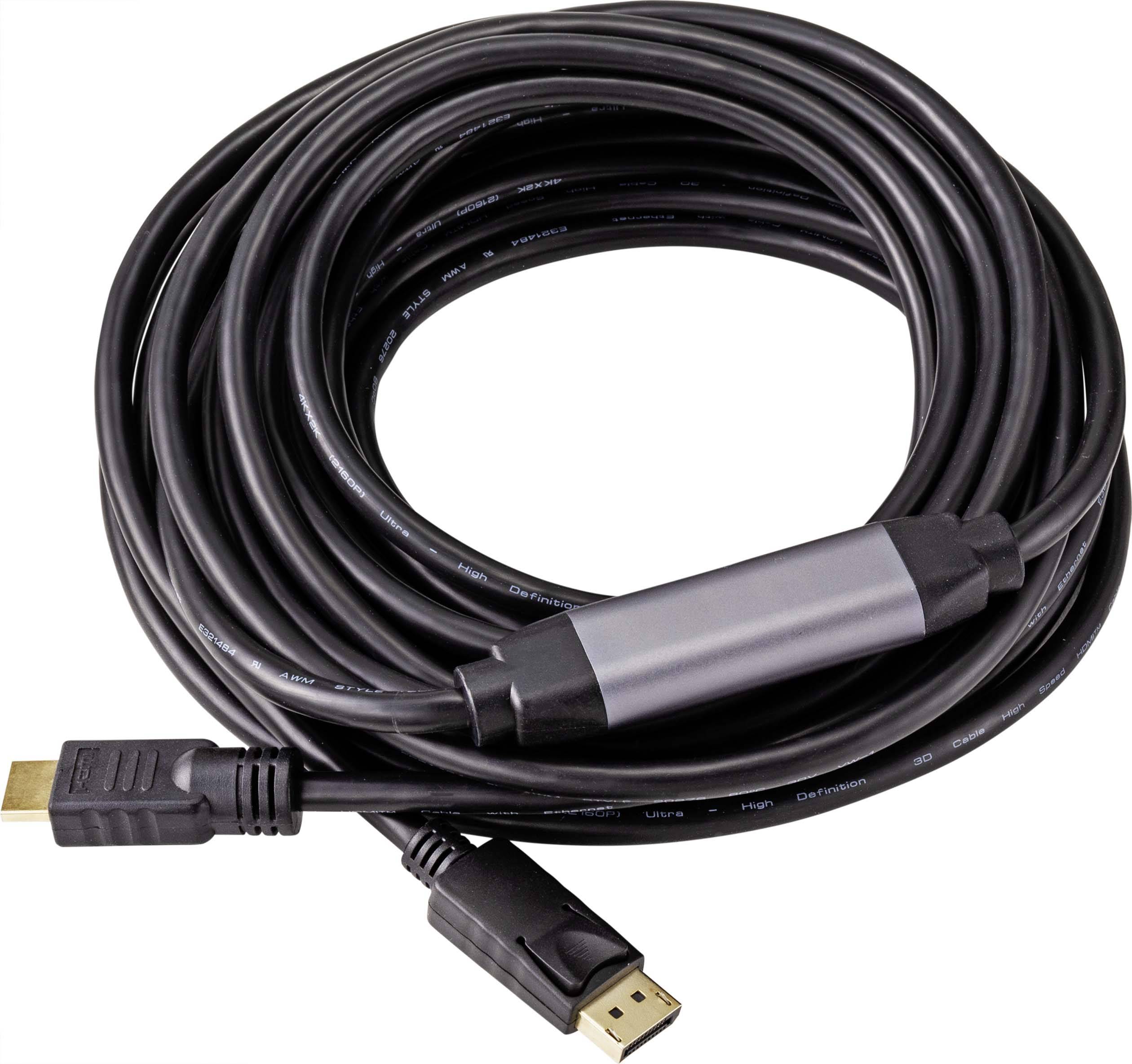 Ein langes HDMI-Kabel mit beidseitigen Steckern, geeignet für die Übertragung von hochauflösendem Video und Audio zwischen Geräten.