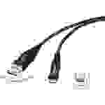 TOOLCRAFT USB-Kabel USB 2.0 USB-A Stecker, USB-Micro-B Stecker 1.00m Schwarz/Rot Extrem robuste Geflechtschirmung, beidseitig