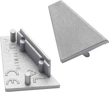 Zwei dreieckige Aluwinkel in verschiedenen Positionen dargestellt, zeigen Strukturen und Prägungen auf der Oberfläche.