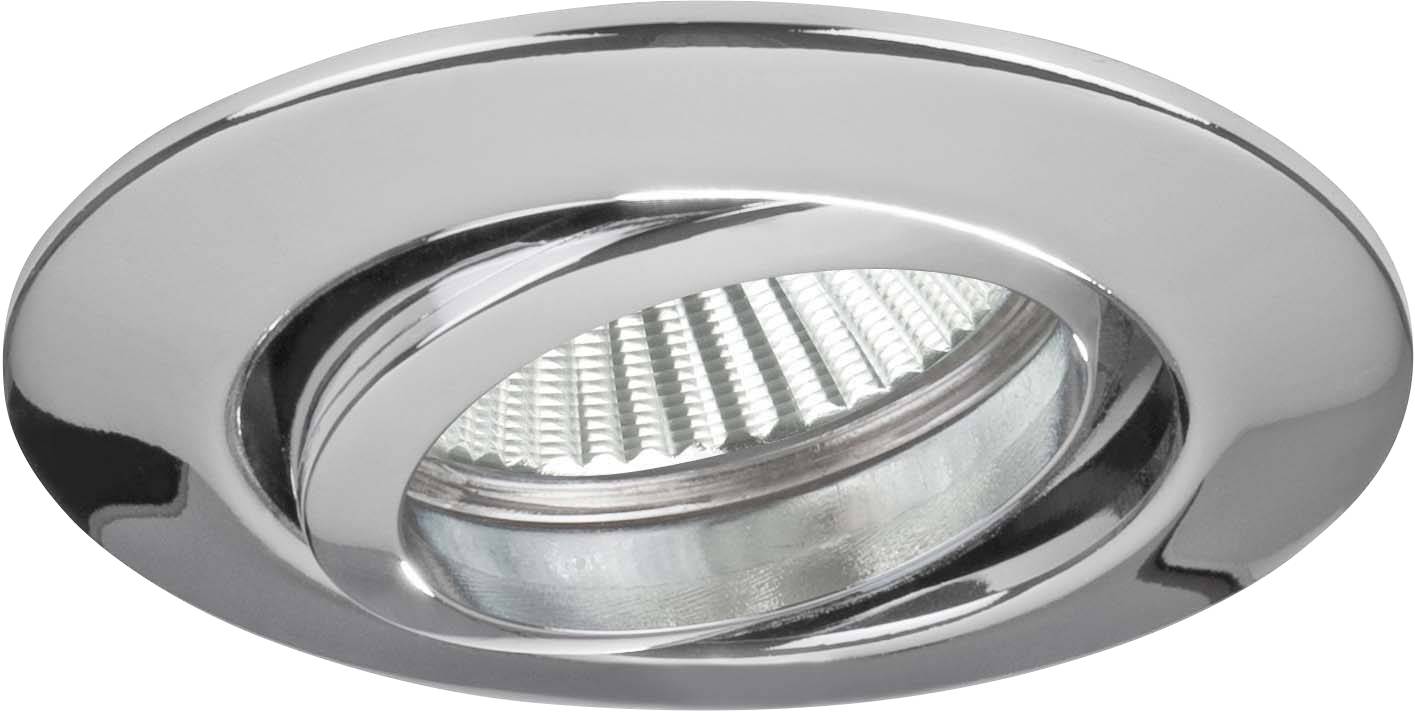 Einbau-Deckenspot aus Edelstahl, gebürstet. Energiesparende LED-Lampe mit modernem Design für Innenbeleuchtung.