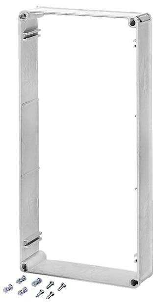Metallrahmen mit Schrauben und Befestigungsmaterial, vermutlich für die Montage an einer wand- oder deckenbefestigten Struktur.