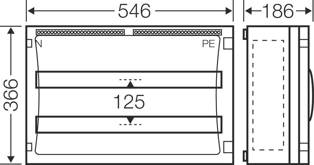 Hensel 68000160 FP 1408 Kleinverteiler Aufputz Anzahl Teilungen = 54 Anzahl Reihen = 2 Inhalt 1St.