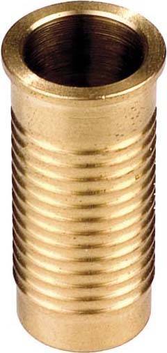 Ein bronzefarbener, zylindrischer Schlauchanschluss mit Gewinde.