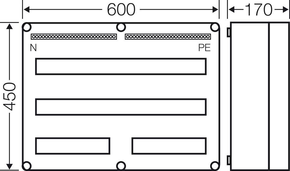 Hensel 20001319 Mi 1684 Kleinverteiler Aufputz Anzahl Teilungen = 80 Anzahl Reihen = 3 Inhalt 1St.