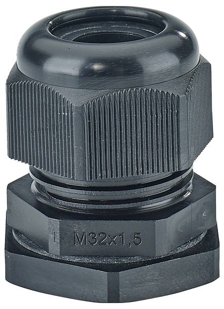 Hensel 36000197 Kabelverschraubung mit Gegenmutter, mit Zugentlastung, schlagfest Kunststoff Schwarz 1St.