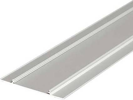 Aluminiumprofil zur Befestigung von LED-Streifen, mit zwei parallelen Rillen über die gesamte Länge, geeignet für Innenanwendungen.