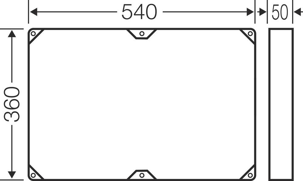 Technische Zeichnung eines rechteckigen Rahmens mit Maßen: Breite 540 mm, Höhe 360 mm, Tiefe 50 mm.