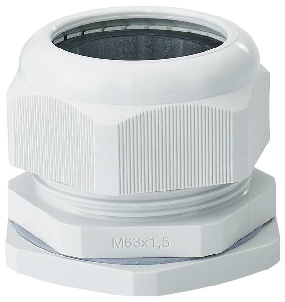 Hensel 3600215 Kabelverschraubung mit Gegenmutter, mit Zugentlastung, schlagfest Kunststoff Lichtgrau 1St.