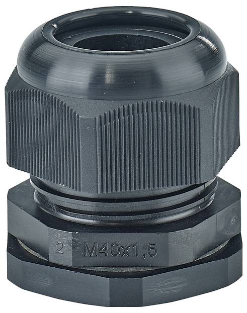 Hensel 36000198 Kabelverschraubung mit Gegenmutter, mit Zugentlastung, schlagfest Kunststoff Schwarz 1St.