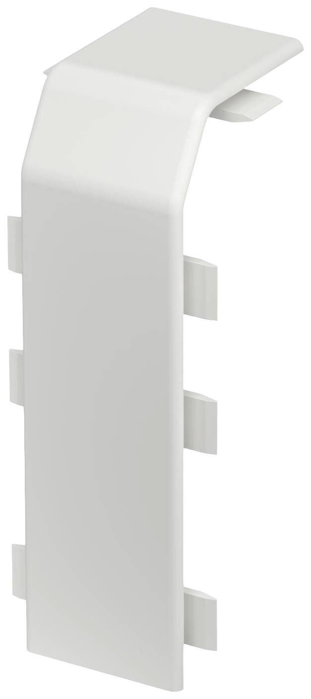 Weiße, rechteckige Kunststoffabdeckung mit mehreren Befestigungsclips, verwendet zur Verdeckung oder Schutz von Anschlüssen oder Verbindungen.