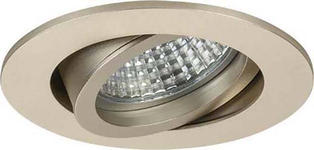 Eine runde, schwenkbare Einbauleuchte mit LED-Beleuchtung, in einem bronzefarbenen Gehäuse.