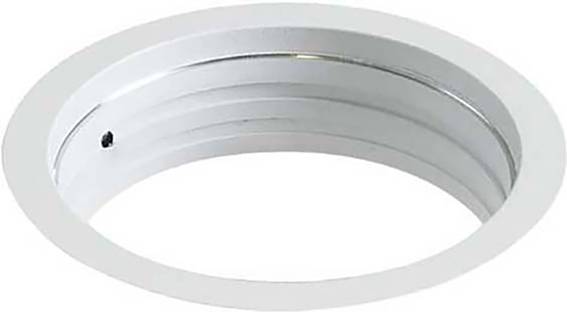 Runder, weißer Deckenrahmen für Einbaubeleuchtung.