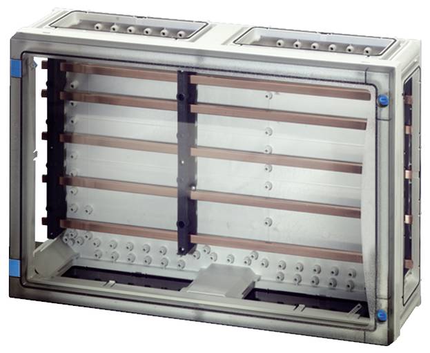 Metallrahmen mit mehreren horizontalen Streben und Befestigungspunkten. Mögliche Verwendung für elektrische oder technische Module.