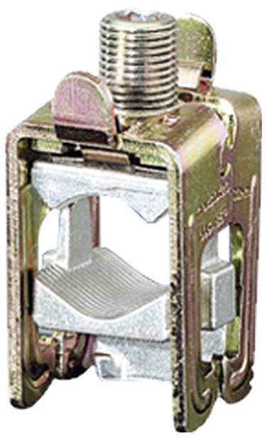 Metallene Erdungsklemme mit Schraubanschluss, geeignet für Sicherungsverdrahtung, goldenes Finish, solide und kompakt gestaltet.