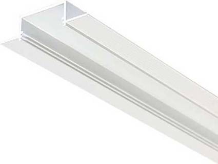 Eine weiße, rechteckige Aluminium-Glasleiste für Glasdichtung und Sichtschutz an Duschabtrennungen, in einer diagonalen Ansicht dargestellt.