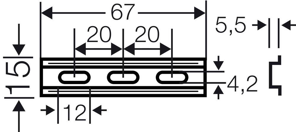 Hensel DK TS 02 62000122 Tragschiene Stahl 67mm 1St.