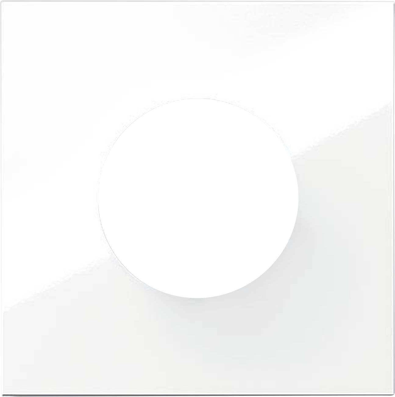 Lichtschalter auf weißer Wand mit kreisförmigem Design, minimalistisch und modern.