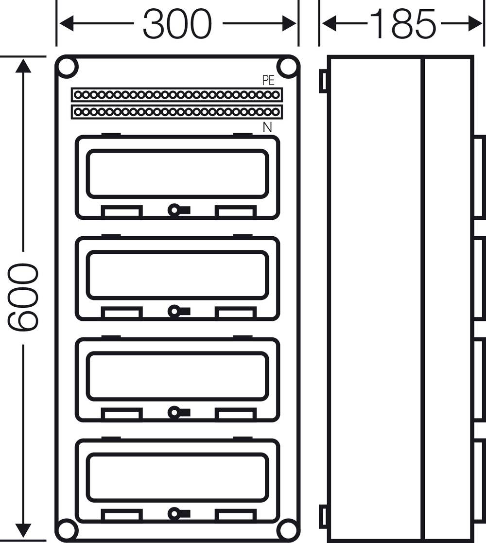 Hensel 2000609 Mi 1444 Kleinverteiler Aufputz Anzahl Teilungen = 48 Anzahl Reihen = 4 Inhalt 1St.