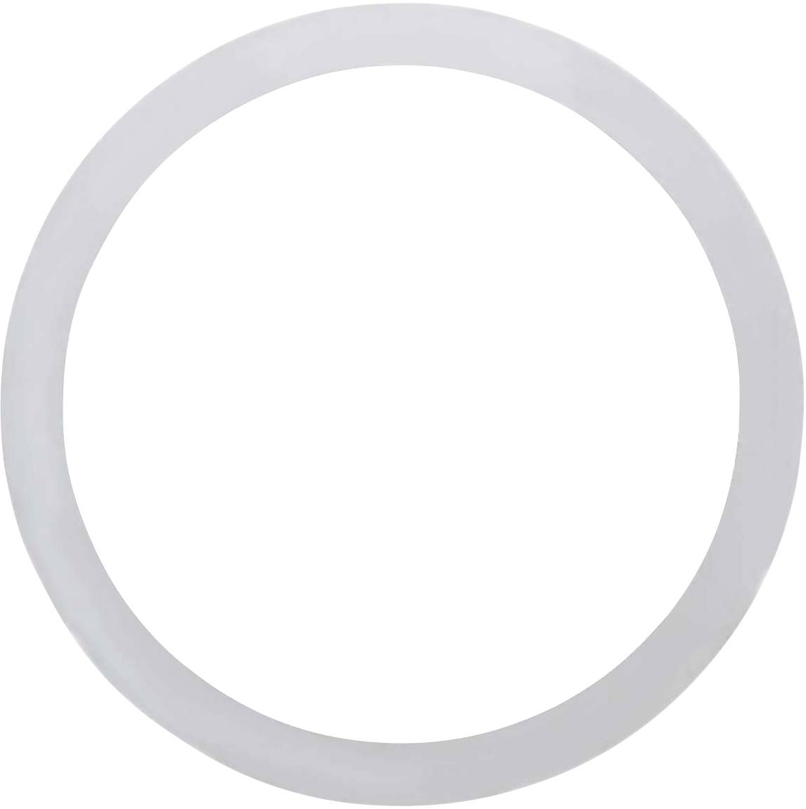 Ein einfacher, weißer Kreisring auf neutralem Hintergrund.