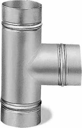 Metallrohr-T-Stück mit glatter Oberfläche. Verbindungselement für den Anschluss mehrerer Rohrleitungen.