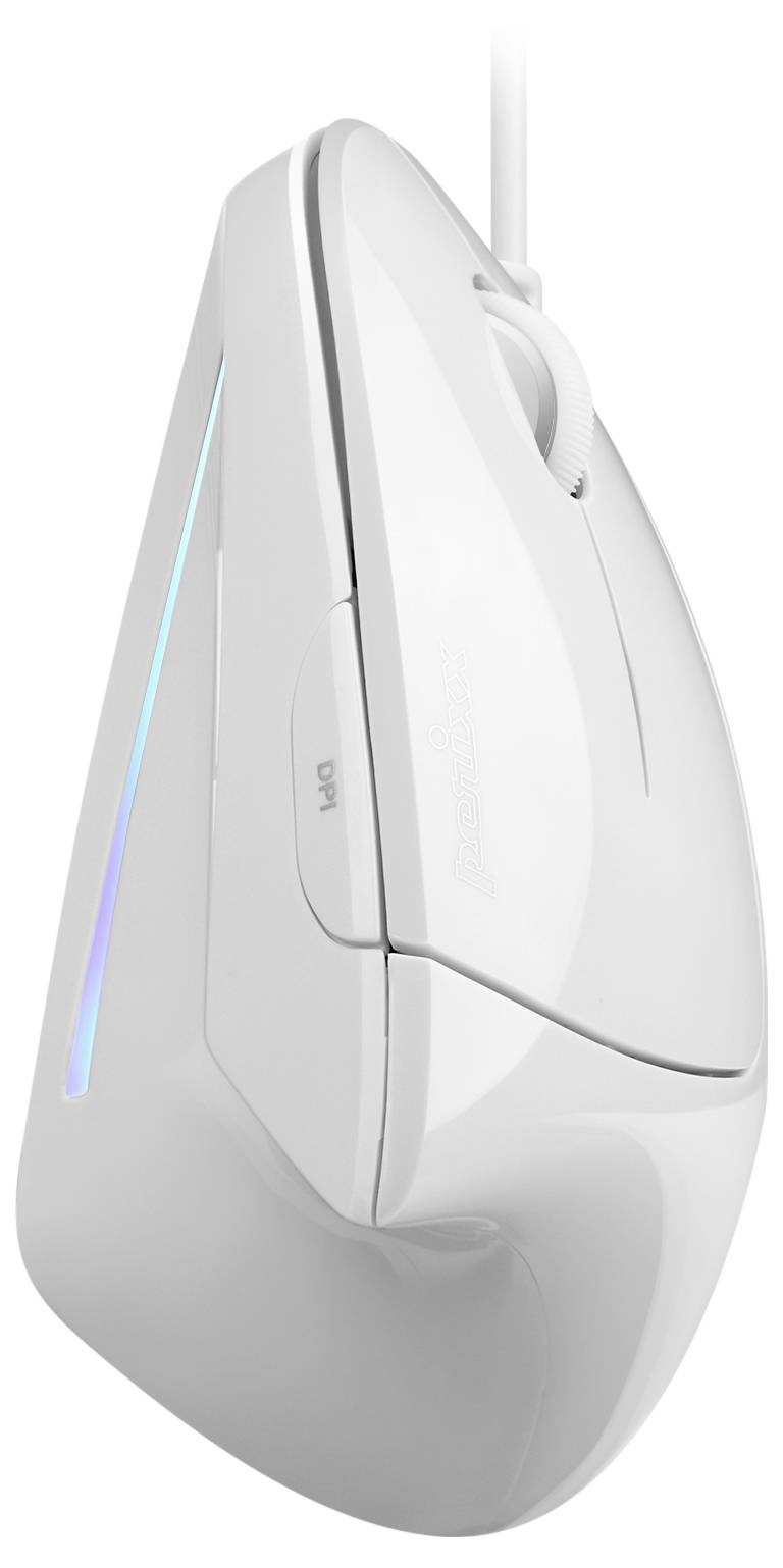 Perixx PERIMICE-513W Ergonomische Maus Kabelgebunden Optisch Weiß 6 Tasten 1600 dpi