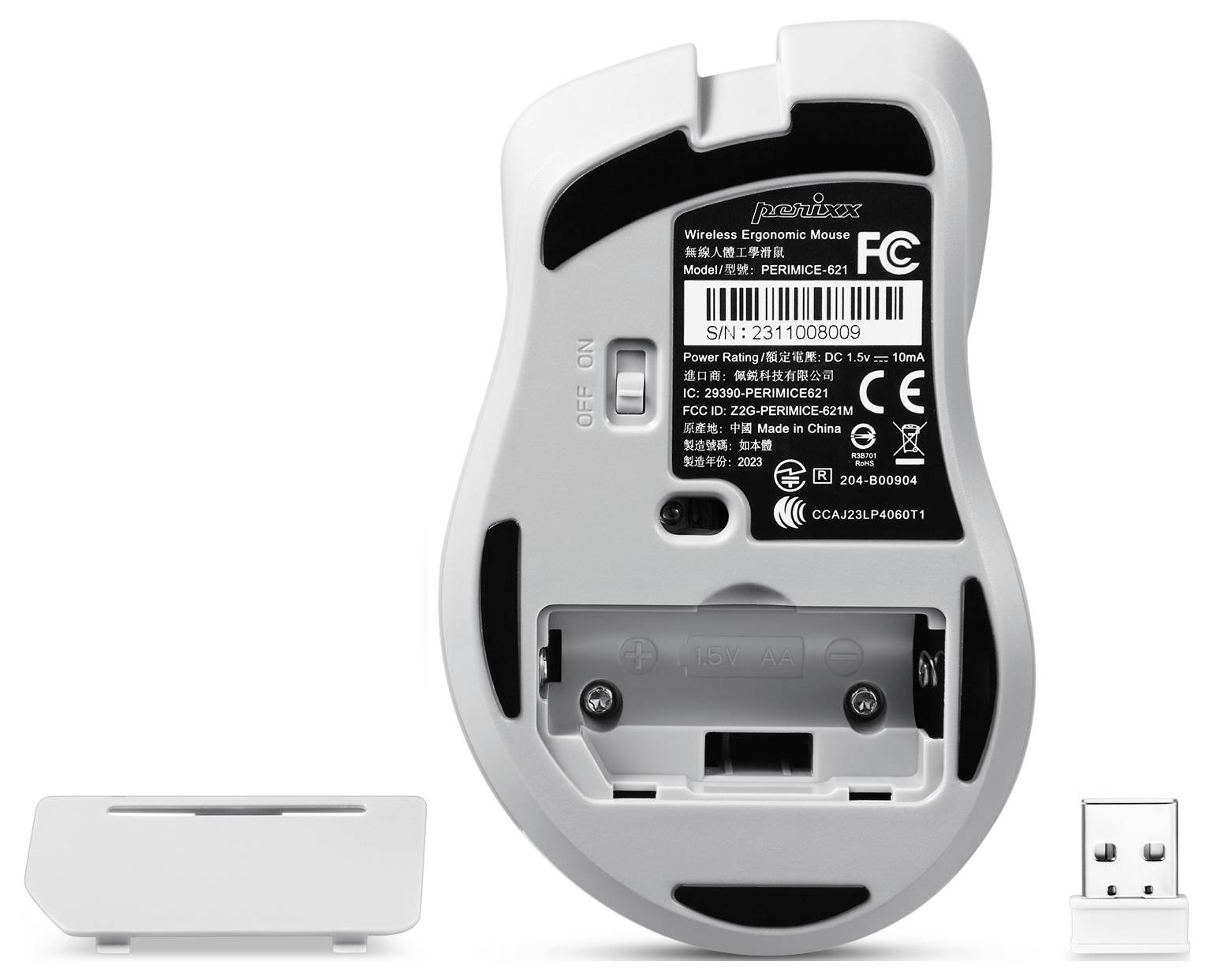 Perixx PERIMICE-621 Pink Ergonomische Maus Funk Rosa Geräuscharme Tasten