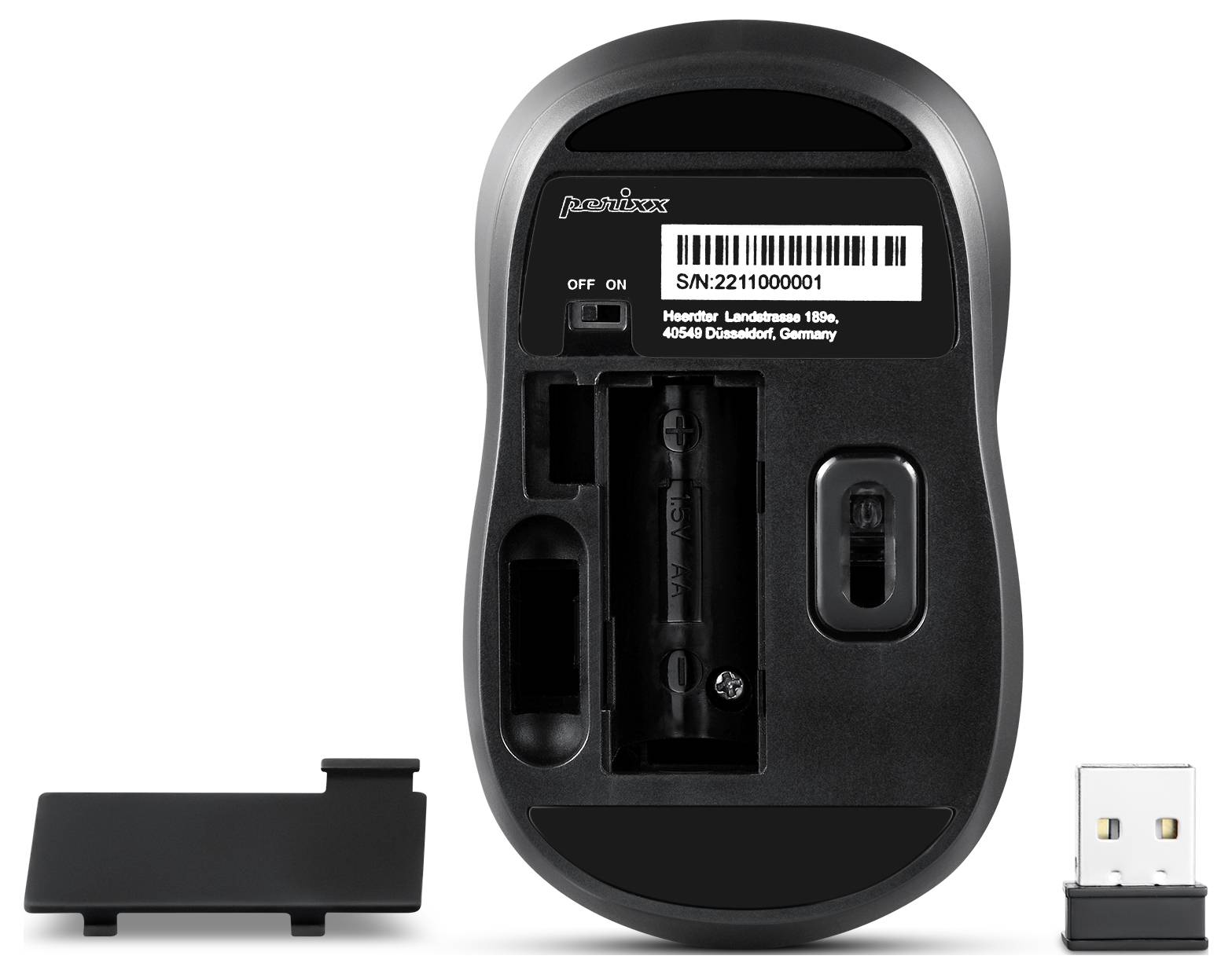 Perixx PERIMICE-722 B Ergonomische Maus Funk Schwarz Geräuscharme Tasten