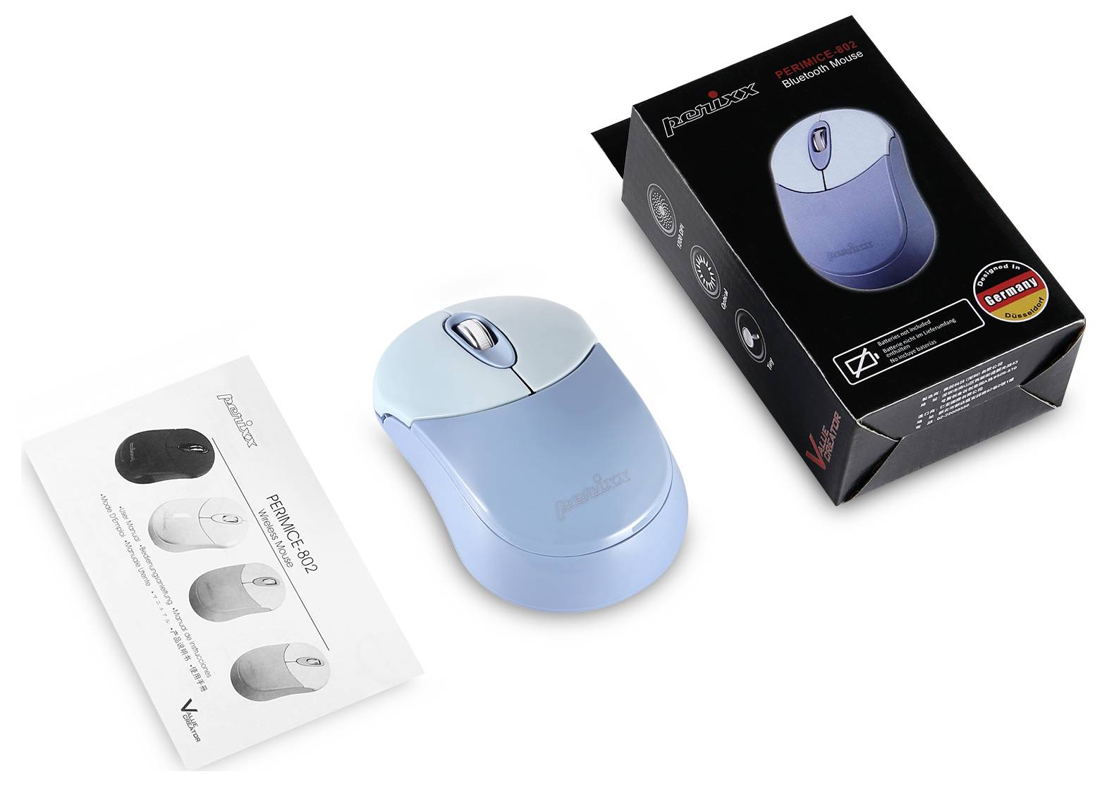 Perixx PERIMICE-802 Blue Maus Bluetooth®, Funk Blau 1000 dpi