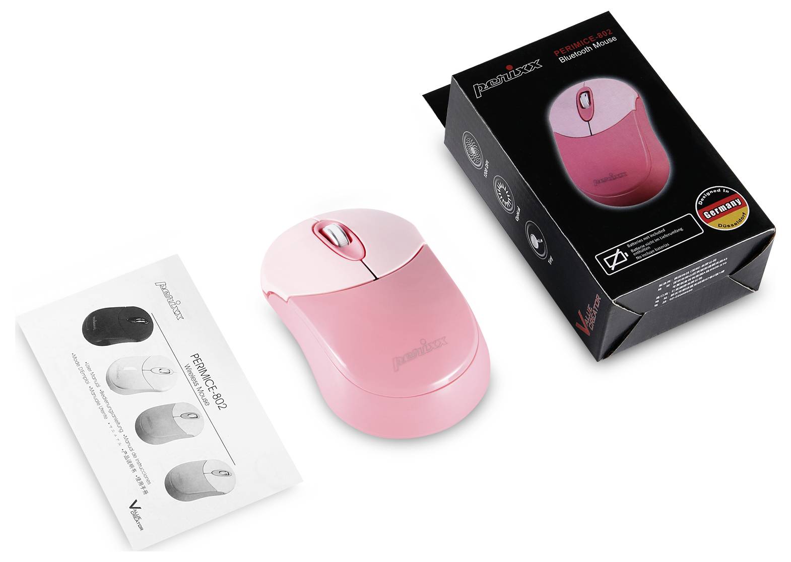 Perixx PERIMICE-802 Pink Maus Bluetooth® Pink 3 Tasten 1000 dpi