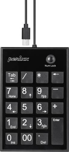 Perixx PERIPAD-202 C H Kabelgebunden Nummernblock USB-Hub Schwarz