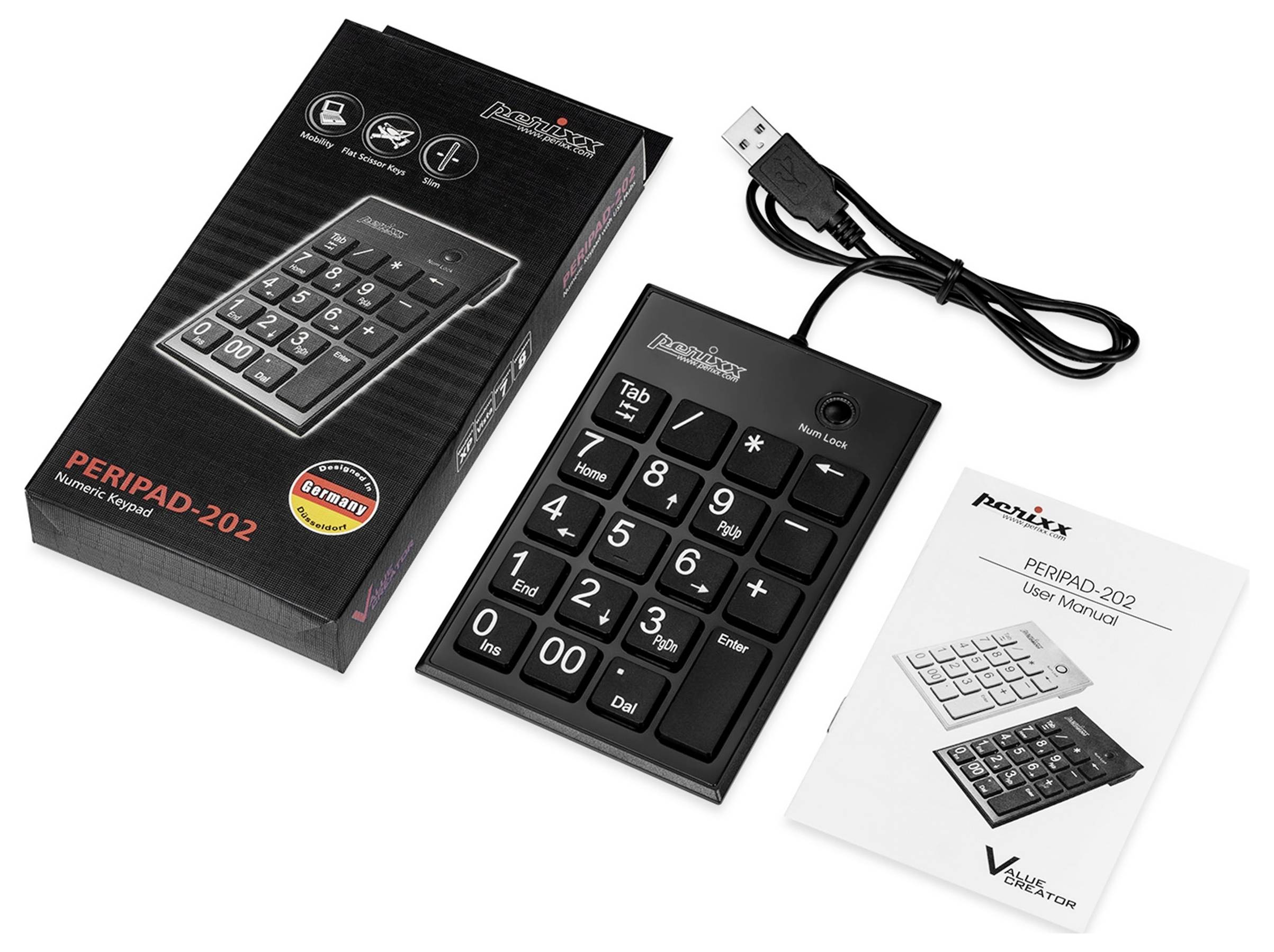 Perixx PERIPAD-202 U B Kabelgebunden Nummernblock Schwarz