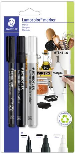 Staedtler Permanentmarker Lumocolor Schwarz, Weiß 3 St.