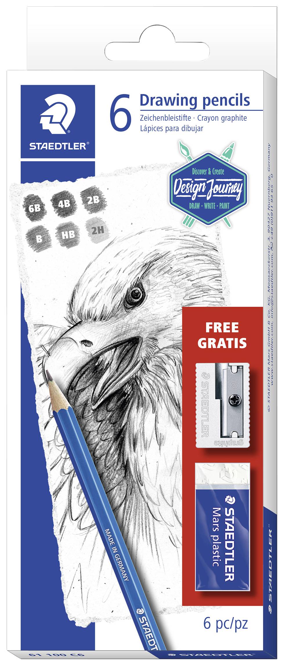 Staedtler Lumograph 61 100 C6 Bleistiftset Bezeichnung der Härte: 6B, 4B, 2B, B, HB, 2H 1 Set