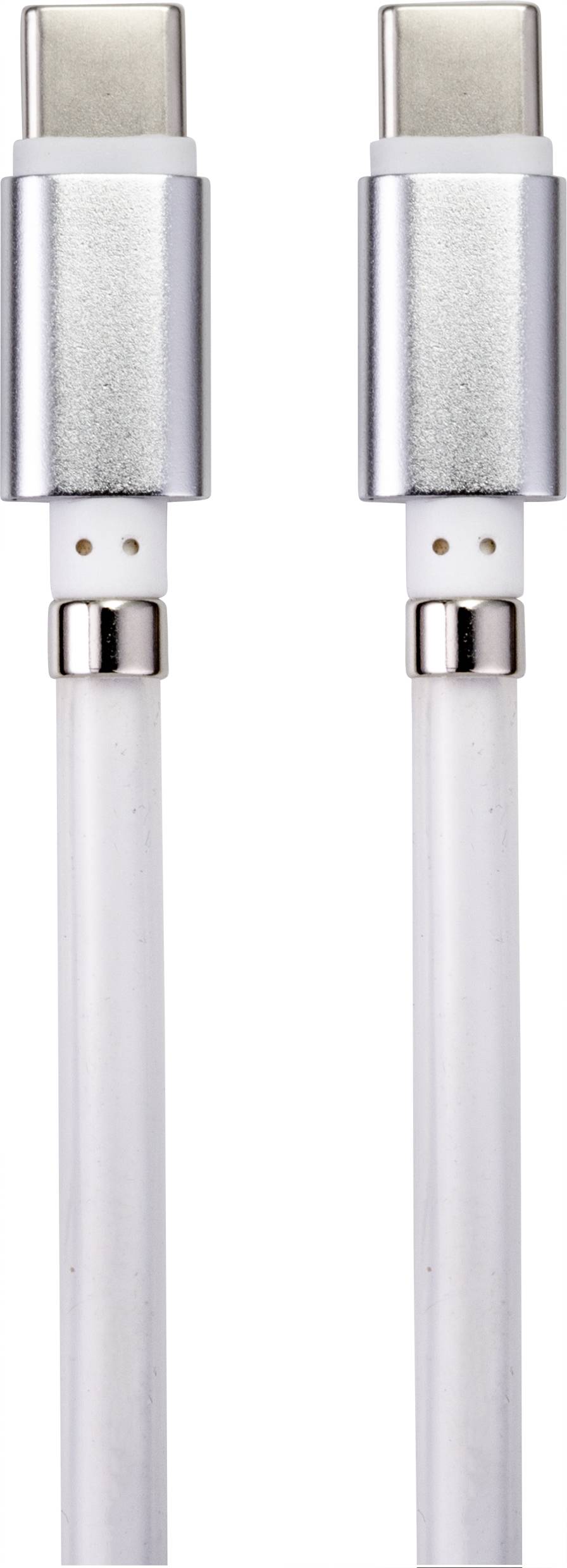 Zwei USB-C-Kabel mit metallischen Steckern.