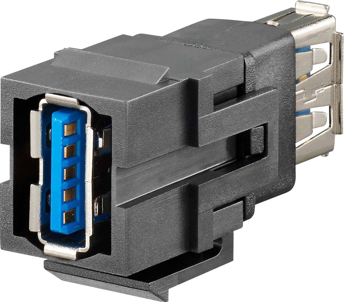 USB-Keystone A 3.0 Adapter, Doppelkupplung KMK-USB 3.0 sw 17010660 Rutenbeck Inhalt: 1 St.