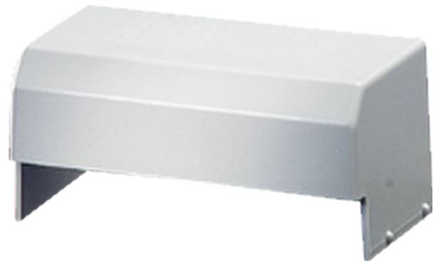 Graues, rechteckiges Kunststoffabdeckgehäuse mit offenen Seiten.