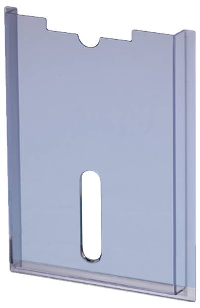 Ein transparenter Kunststoffausweis-Halter mit einer ovalen Aussparung, geeignet zum Einstecken und einfachen Entnehmen einer Karte.